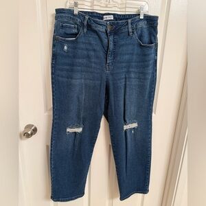 AVA & VIV Women's 18W Blue Distressed Jeans